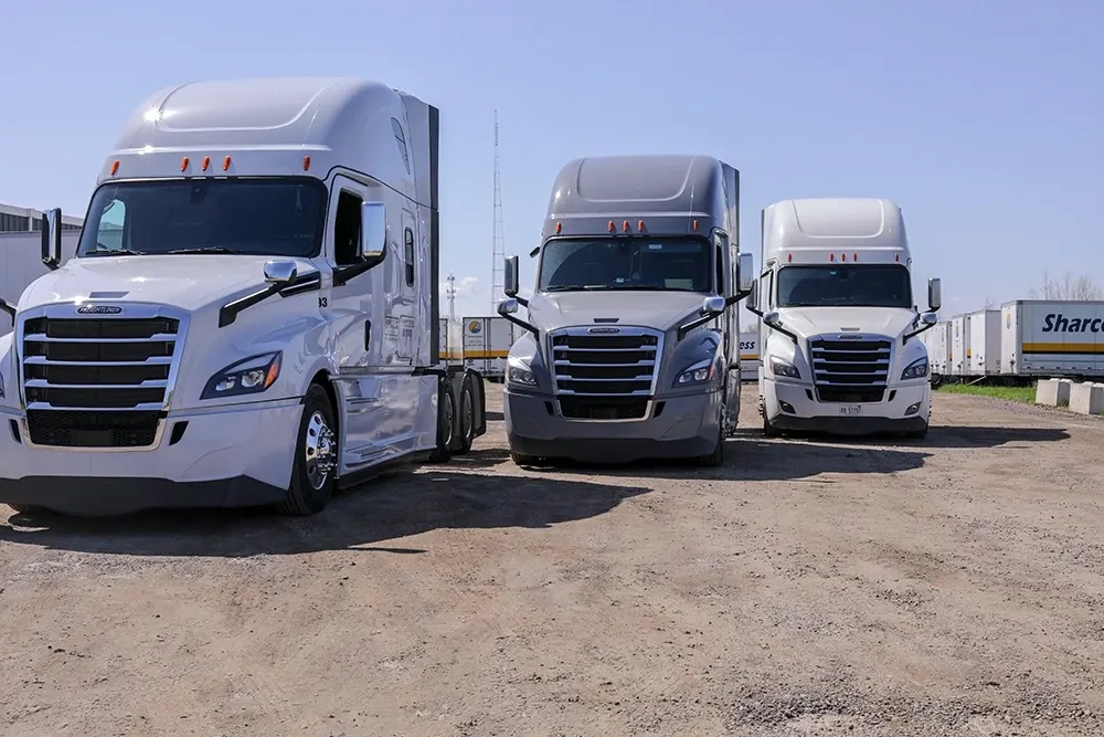 Row of Cascadia tractors