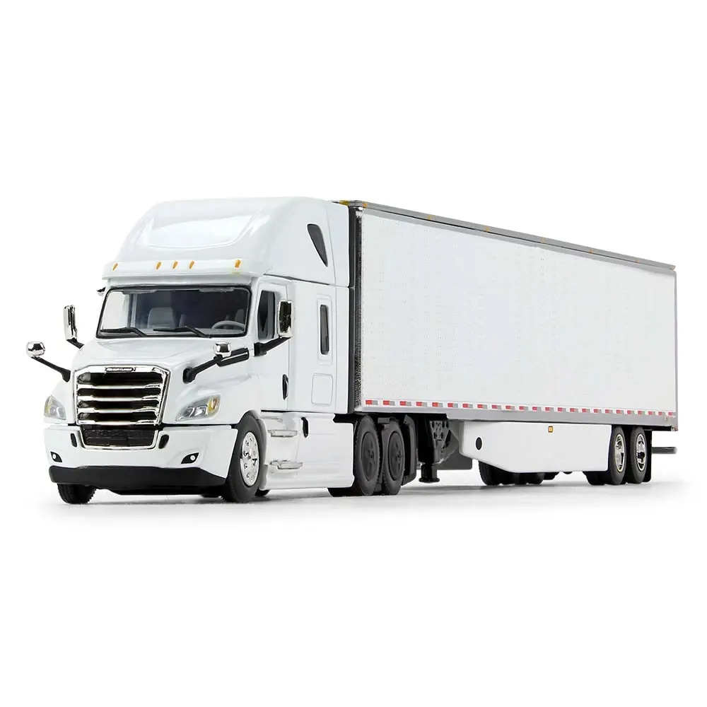 White Cascadia tractor with a 53-foot reefer trailer